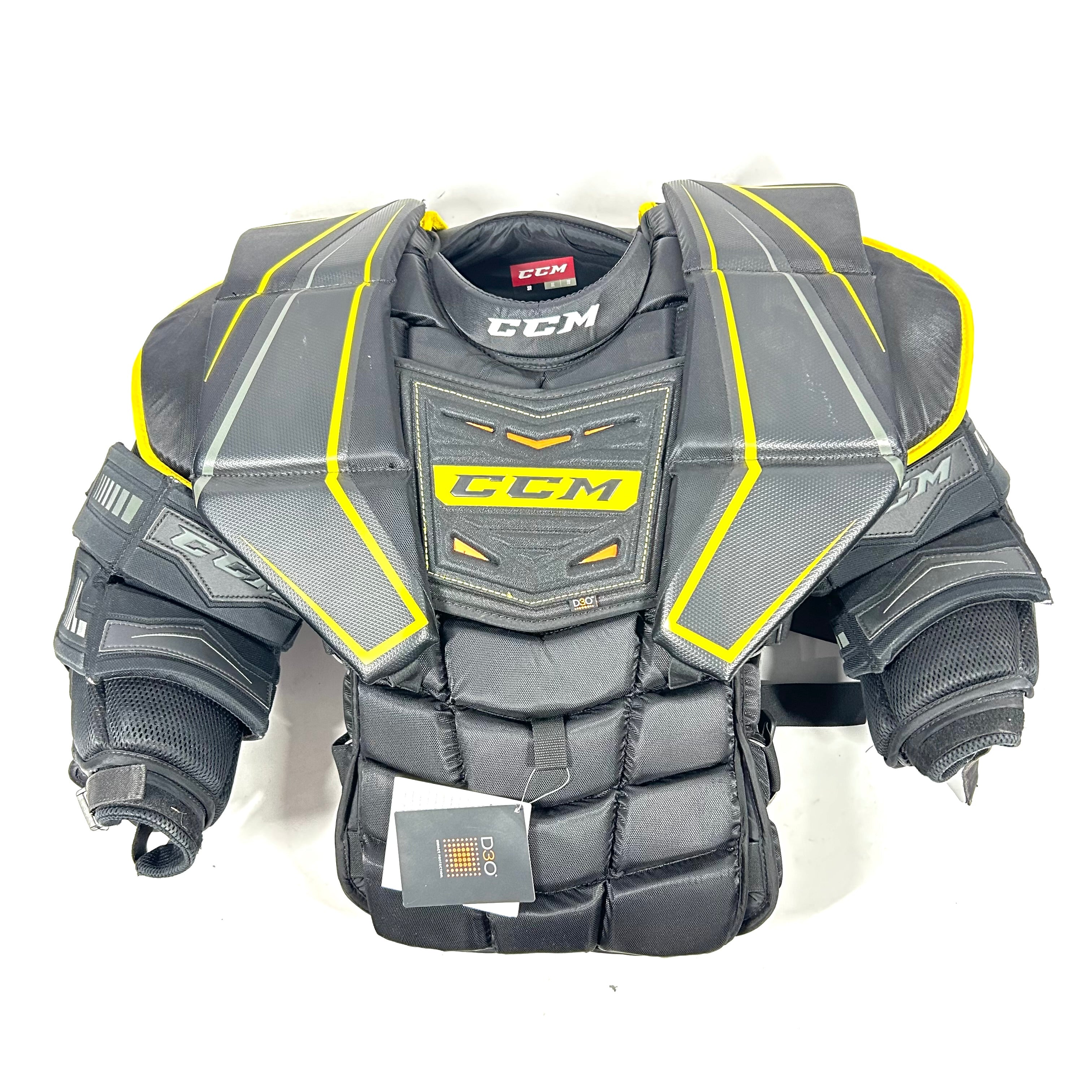 CCM Premier Pro - Nouveau plastron de gardien de but Pro Stock (noir/jaune)